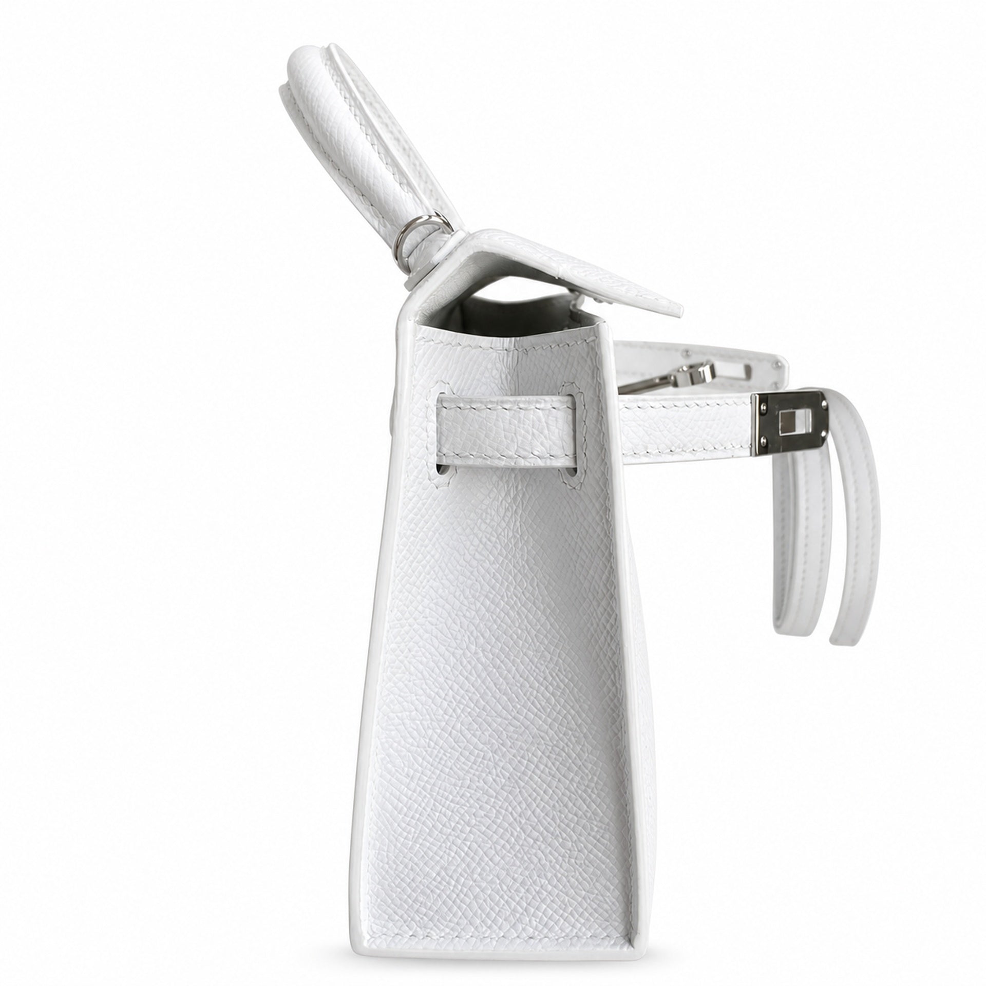 Fully hand-sewn👉Second generation Mini Kelly 19cm imported Epsom leather pure white silver buckle