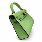 In stock: second generation Kelly 19cm imported Epsom leather avocado green 🥑 gold and silver buckle wax thread