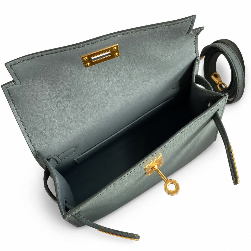 Fully hand-sewn👉Second generation Mini Kelly 19cm imported Epsom leather almond green gold buckle