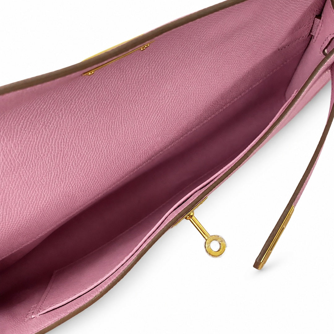 Kelly cut 31 handbag epsom mallow purple gold buckle ready stock