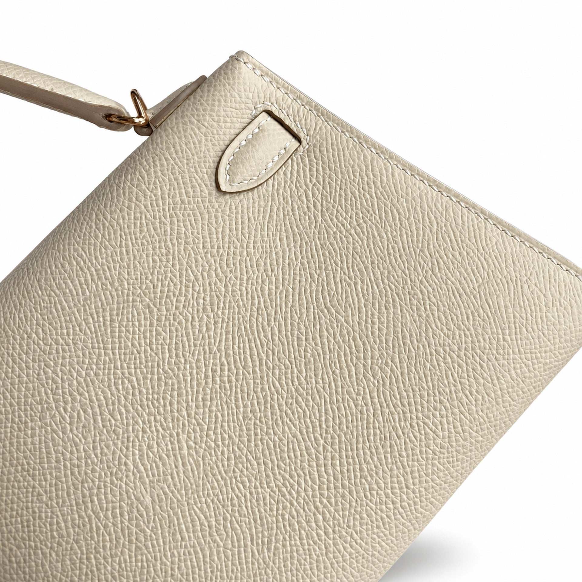 Second generation Mini Kelly 19cm Epsom leather milkshake white