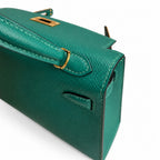 Fully hand-sewn👉Second generation Mini Kelly 19cm imported Epsom leather malachite green🦚 gold buckle