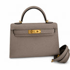 Fully hand-sewn👉Second generation Mini Kelly 19cm imported Epsom leather asphalt gray gold buckle