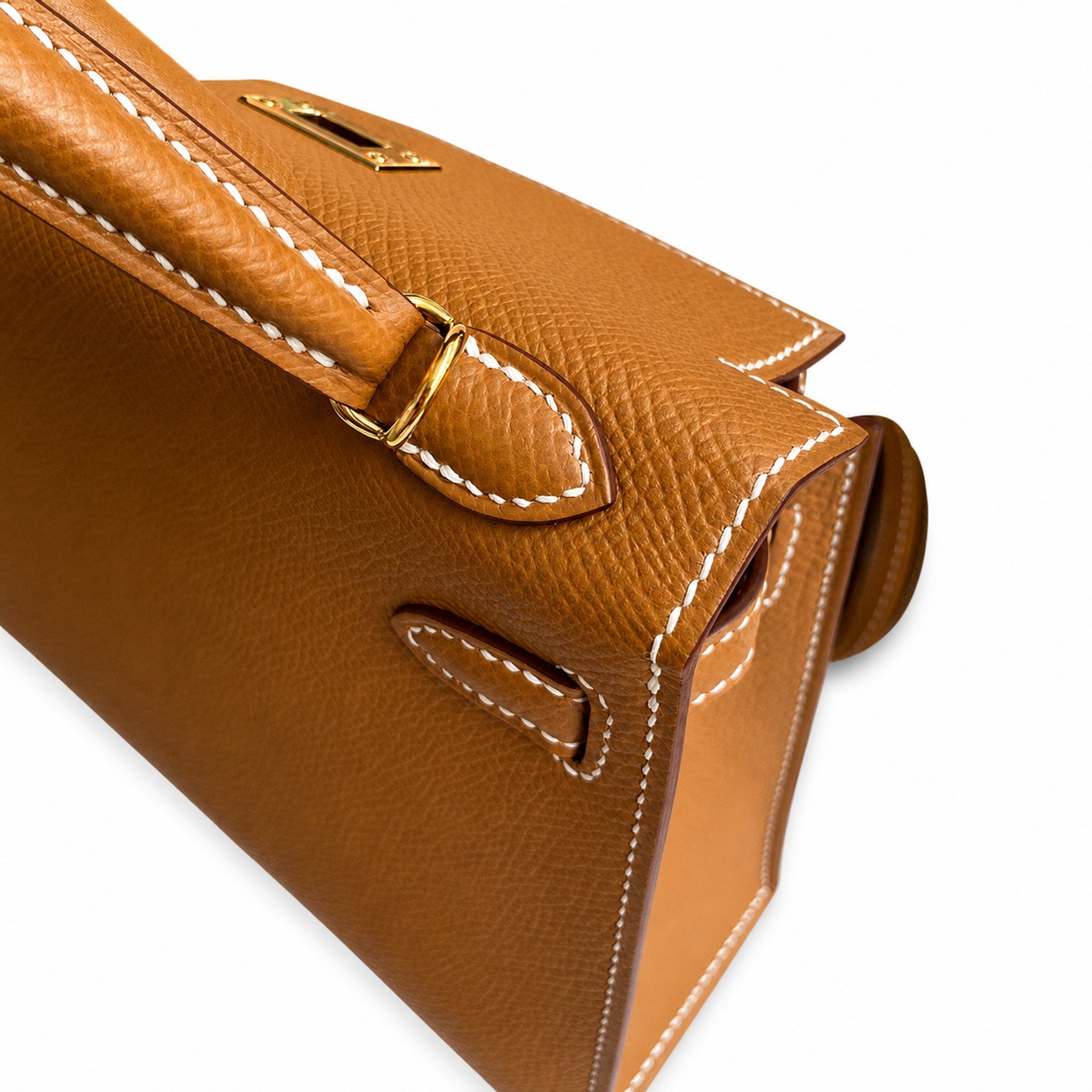 Second generation Mini Kelly 19cm Epsom leather, golden brown, gold buckle
