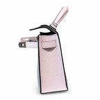 mini kelly 2, 8u/Blue glacier/09/Mauve pale, Epsom, slipr, 19cm, all handmade‼ ️Mini Kelly II, glacier blue and fantasy purple, palm print, silver buckle, 19cm, high-end handmade exclusive customizati