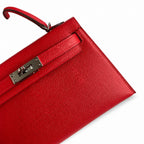 Fully hand-sewn👉Second generation Mini Kelly 19cm imported Epsom leather flag red silver buckle