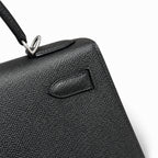 kelly32cm, ck89/Black, Epsom, sliver, all handmade‼ ️Kelly 32cm, black, palm print, silver buckle, high-end handmade exclusive customization‼ ️Purely hand-made nails, hand-engraved hardware, fine stee