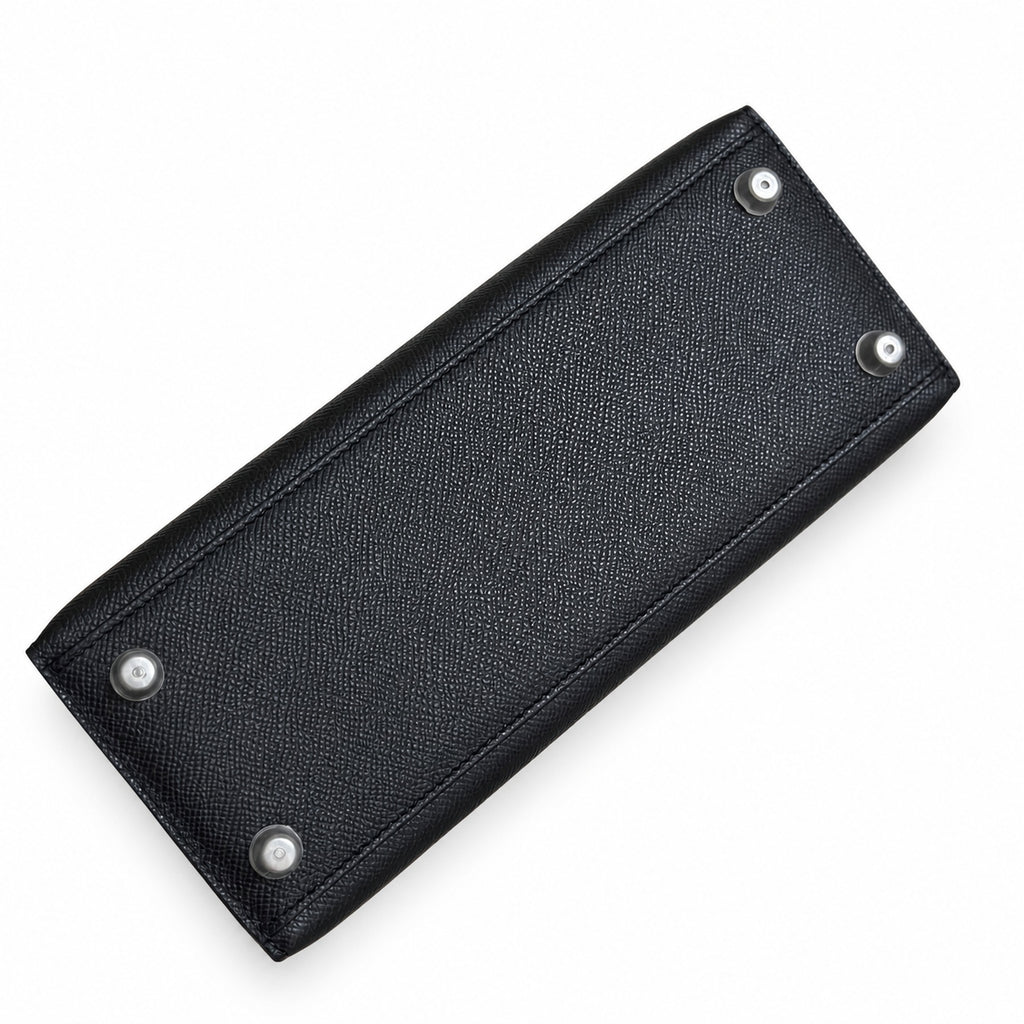 Black, gold and silver buckle, Kelly 25, imported Epsom