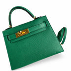 Fully hand-sewn👉Second generation Mini Kelly 19cm imported Epsom leather velvet green gold buckle