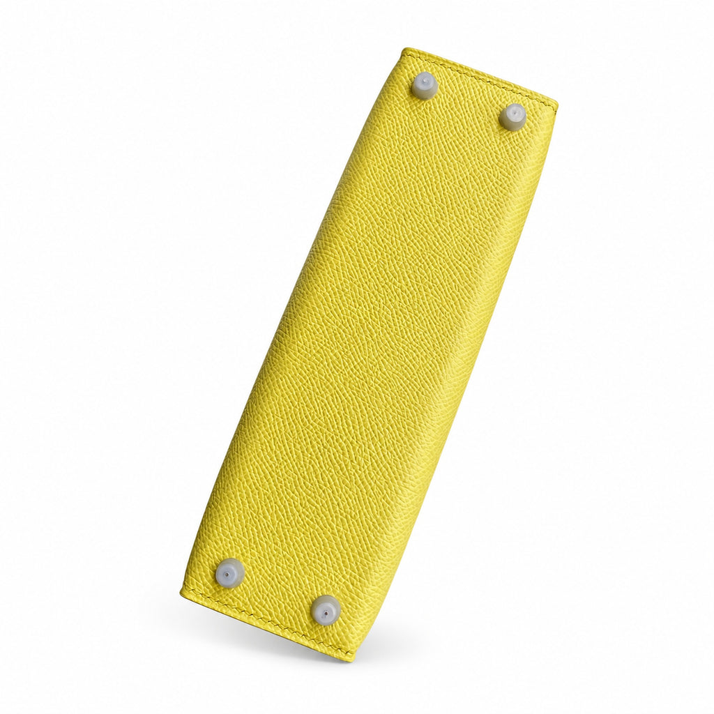 Fully hand-sewn👉Second generation Mini Kelly 19cm imported Epsom leather lemon yellow🍋 silver buckle
