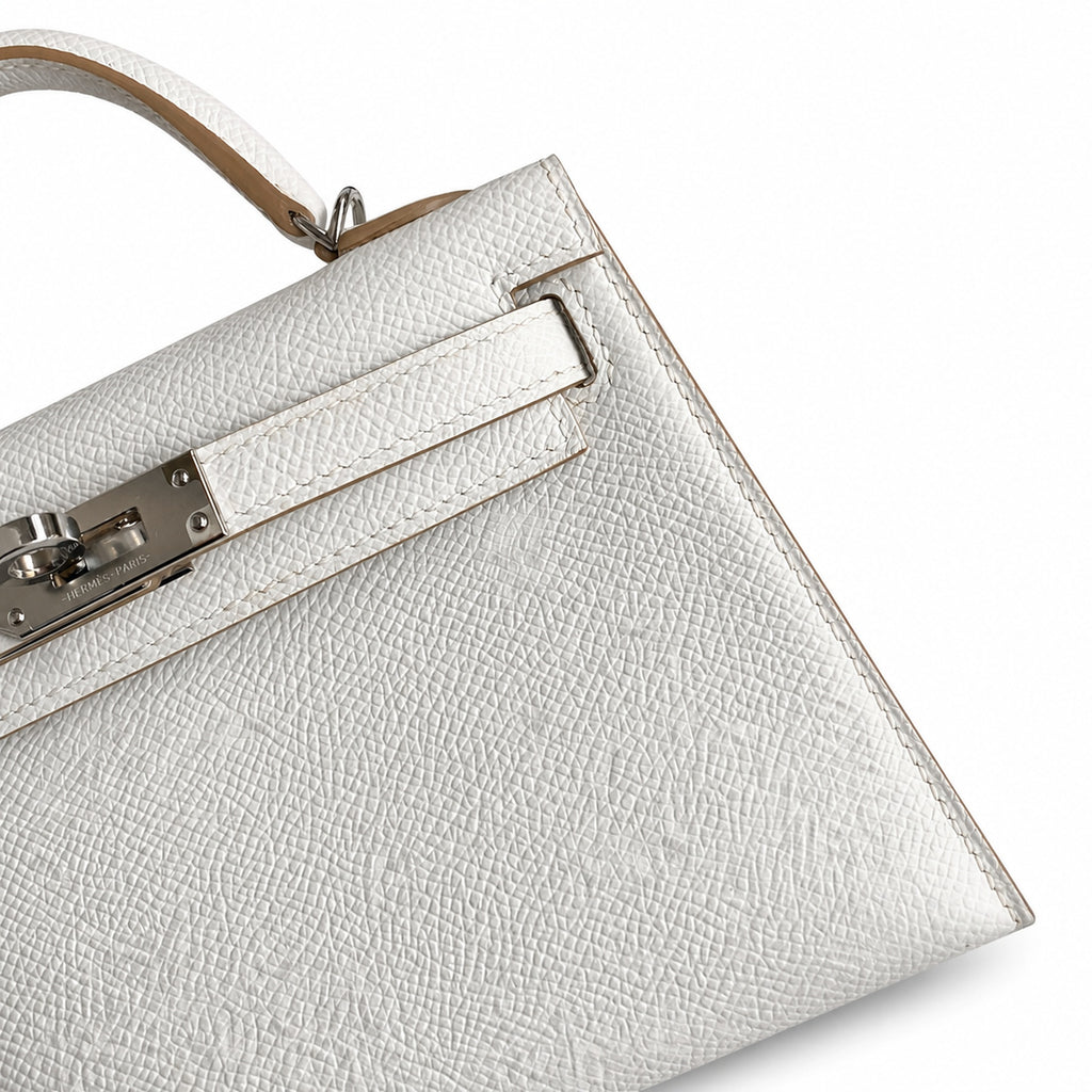 Fully hand-sewn👉Second generation Mini Kelly 19cm imported Epsom leather M4 milk gray silver buckle