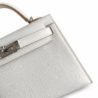 Fully hand-sewn👉Second generation Mini Kelly 19cm imported Epsom leather M4 milk gray silver buckle