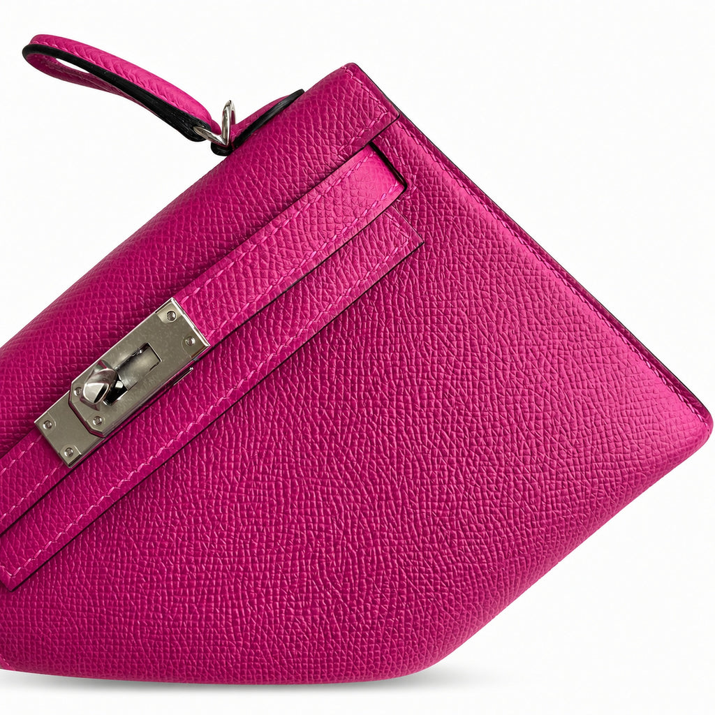Fully hand-sewn👉Second generation Mini Kelly 19cm imported Epsom leather rose purple silver buckle