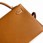 Second generation Mini Kelly 19cm Epsom leather, golden brown, gold buckle