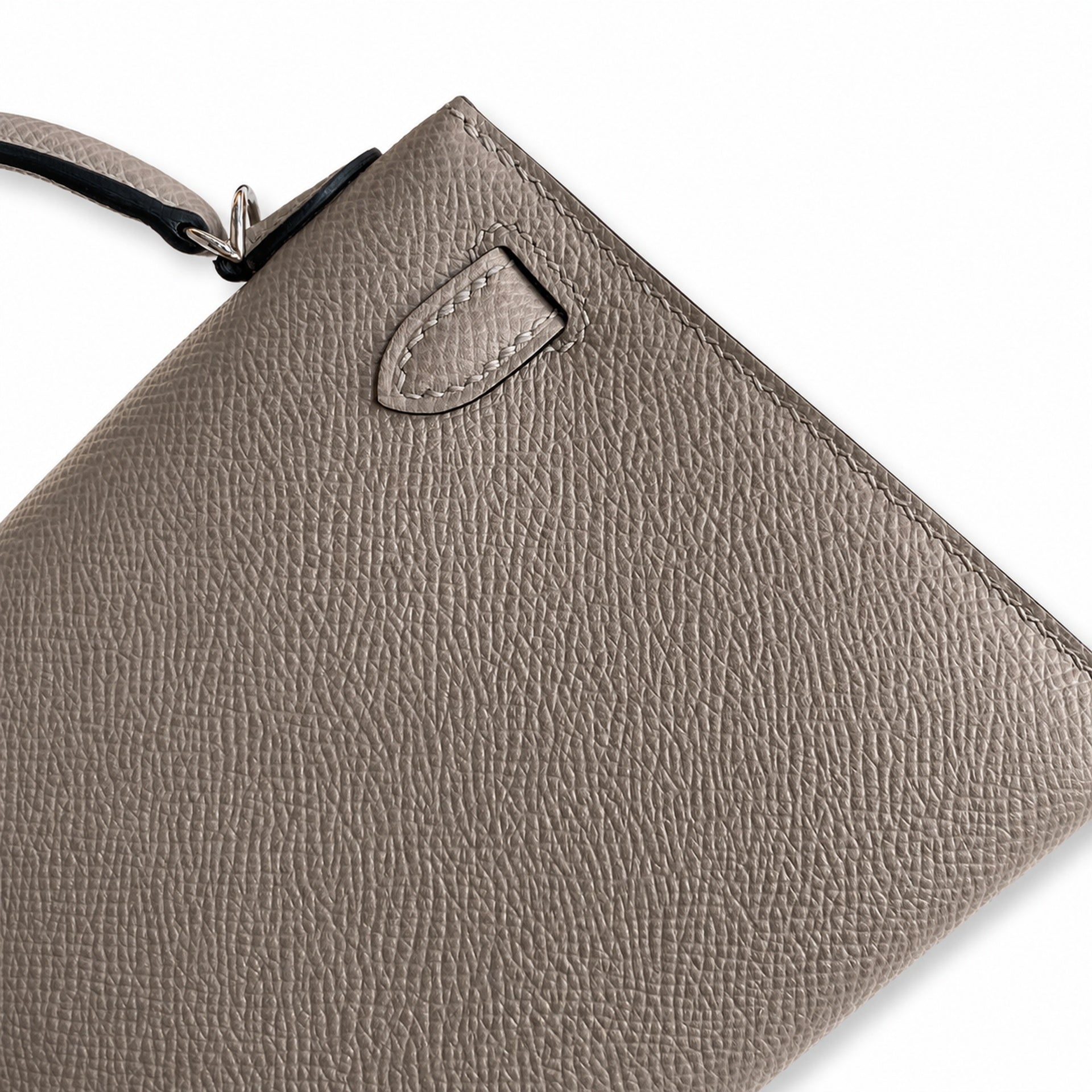 Fully hand-sewn👉Second generation Mini Kelly 19cm imported Epsom leather asphalt gray silver buckle