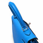 kelly25cm, OF/Blue fride, Epsom, sliver, all handmade‼ ️Kelly 25cm, Florida blue, palm print, silver buckle, high-end handmade exclusive customization‼ ️Purely hand-made nails, hand-engraved hardware,
