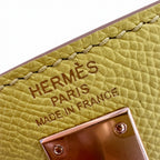 Style: Kelly Color: 9R/Lime Size: 25*17*7cm Leather: eposm From France Hardware: rose gold Kelly 25, lemon yellow, palmprint cowhide imported from France, gold buckle, high-end handmade exclusive cust