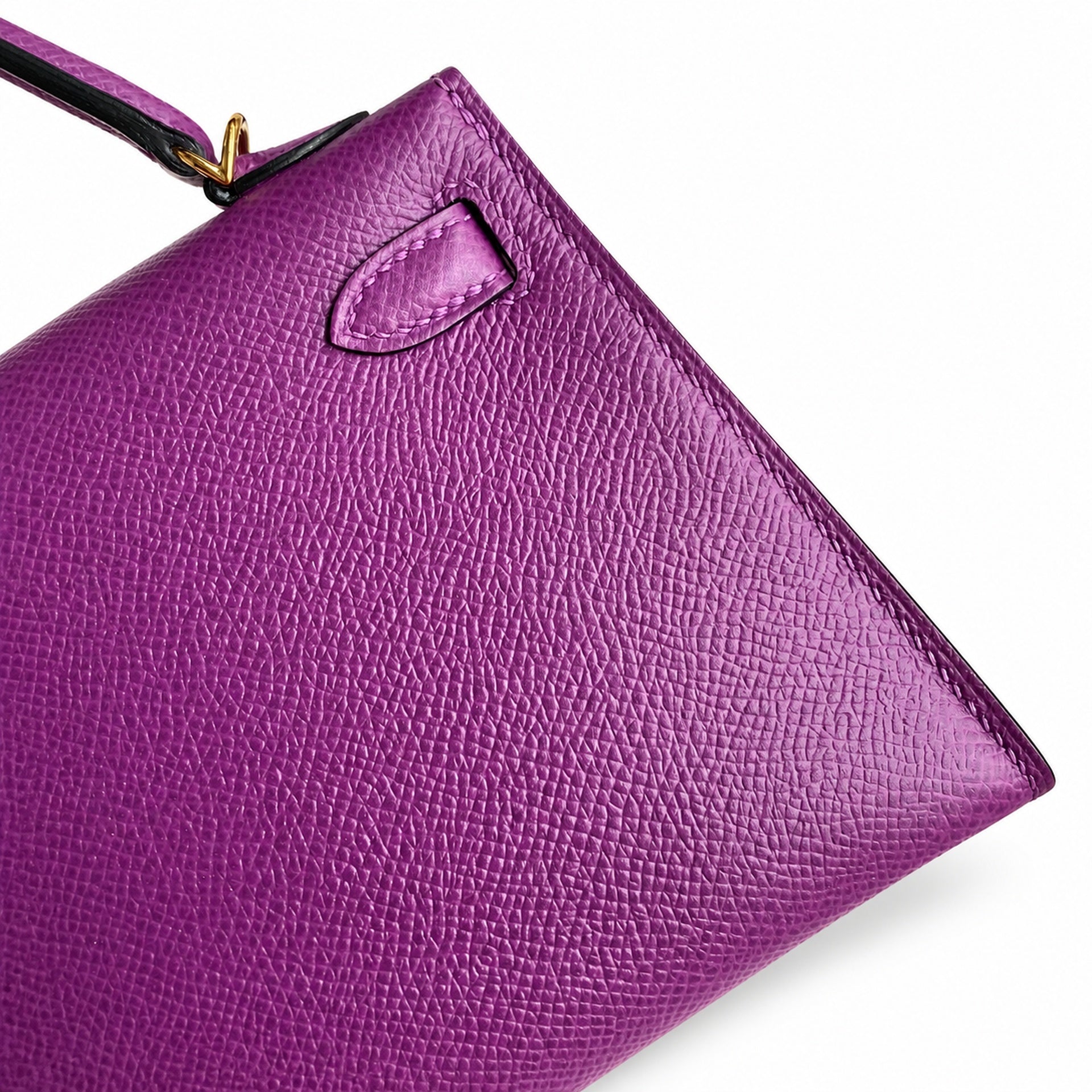 Fully hand-sewn👉Second generation Mini Kelly 19cm imported Epsom leather sea anemone purple gold buckle