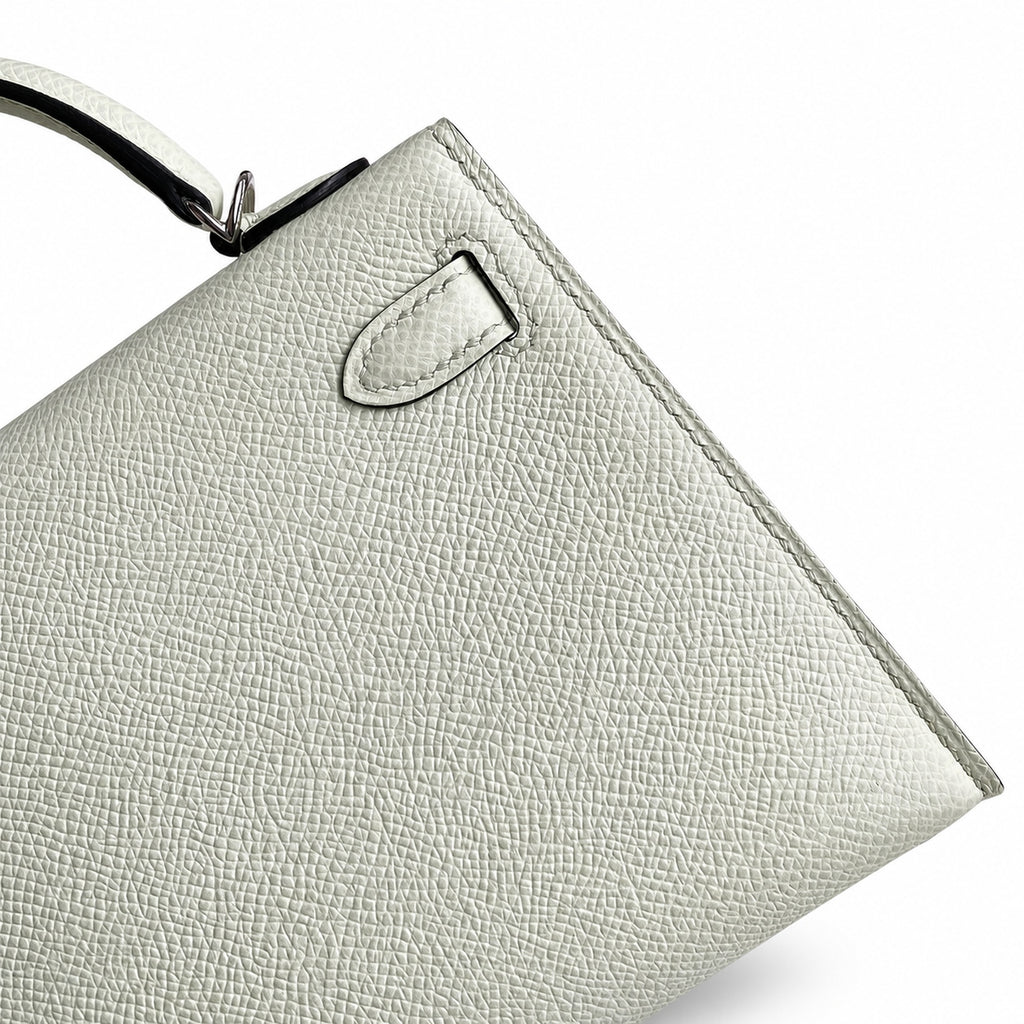 Ready stock: Fully hand-stitched 👉Second generation Mini Kelly 19cm imported Epsom leather bubble green silver buckle
