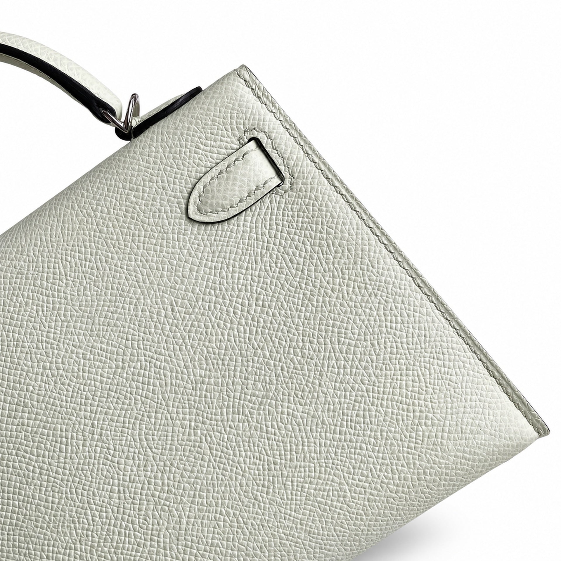 Ready stock: Fully hand-stitched 👉Second generation Mini Kelly 19cm imported Epsom leather bubble green silver buckle