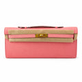 Kelly cut 31 clutch epsom milkshake powder gold buckle in stock