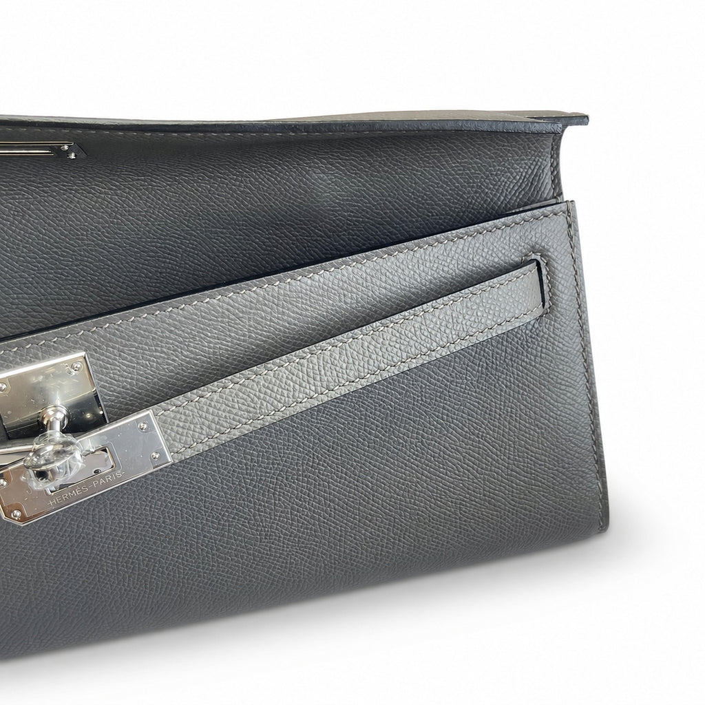 Kelly Cut 31 Clutch Epsom Leather Picture Pewter Gray