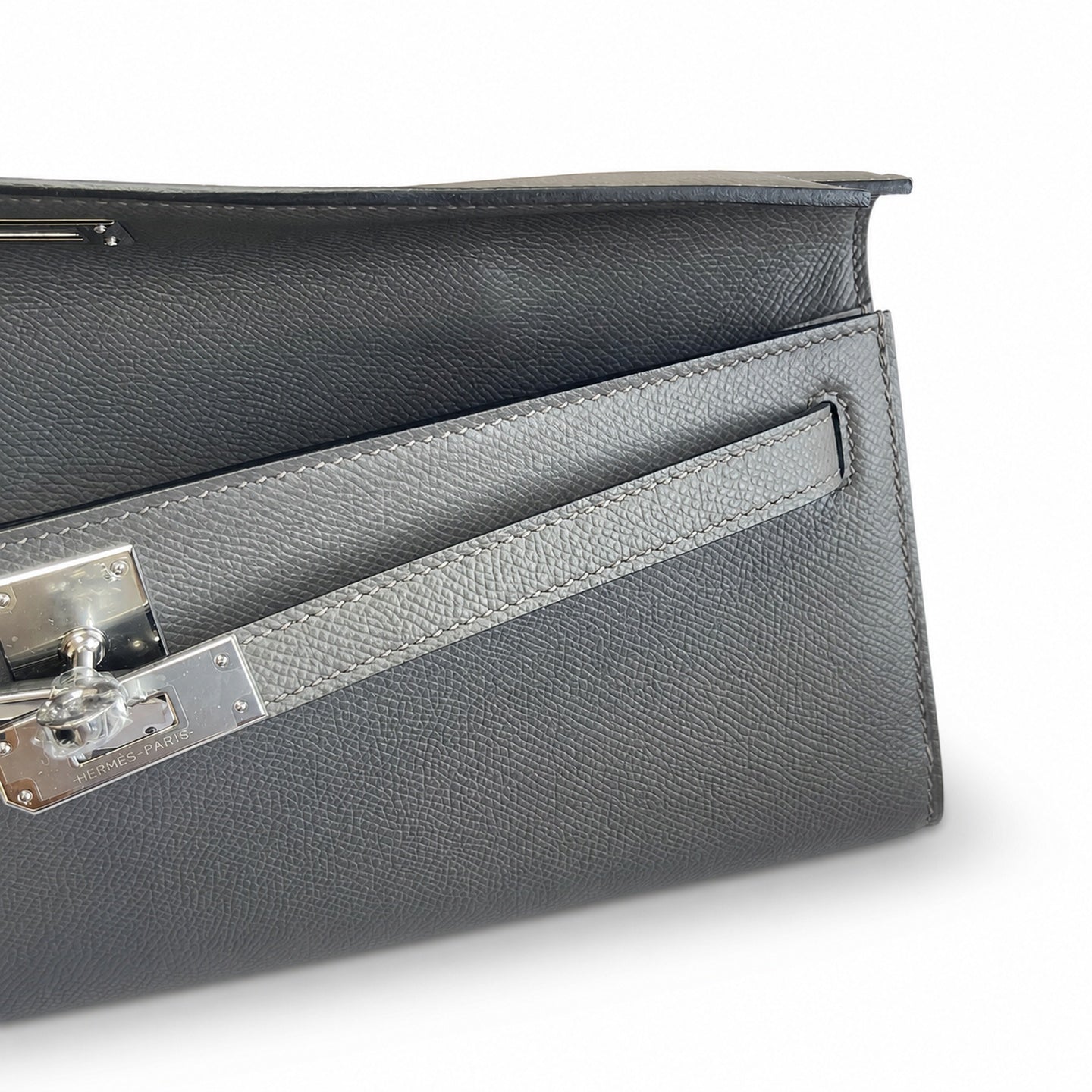 Kelly Cut 31 Clutch Epsom Leather Picture Pewter Gray