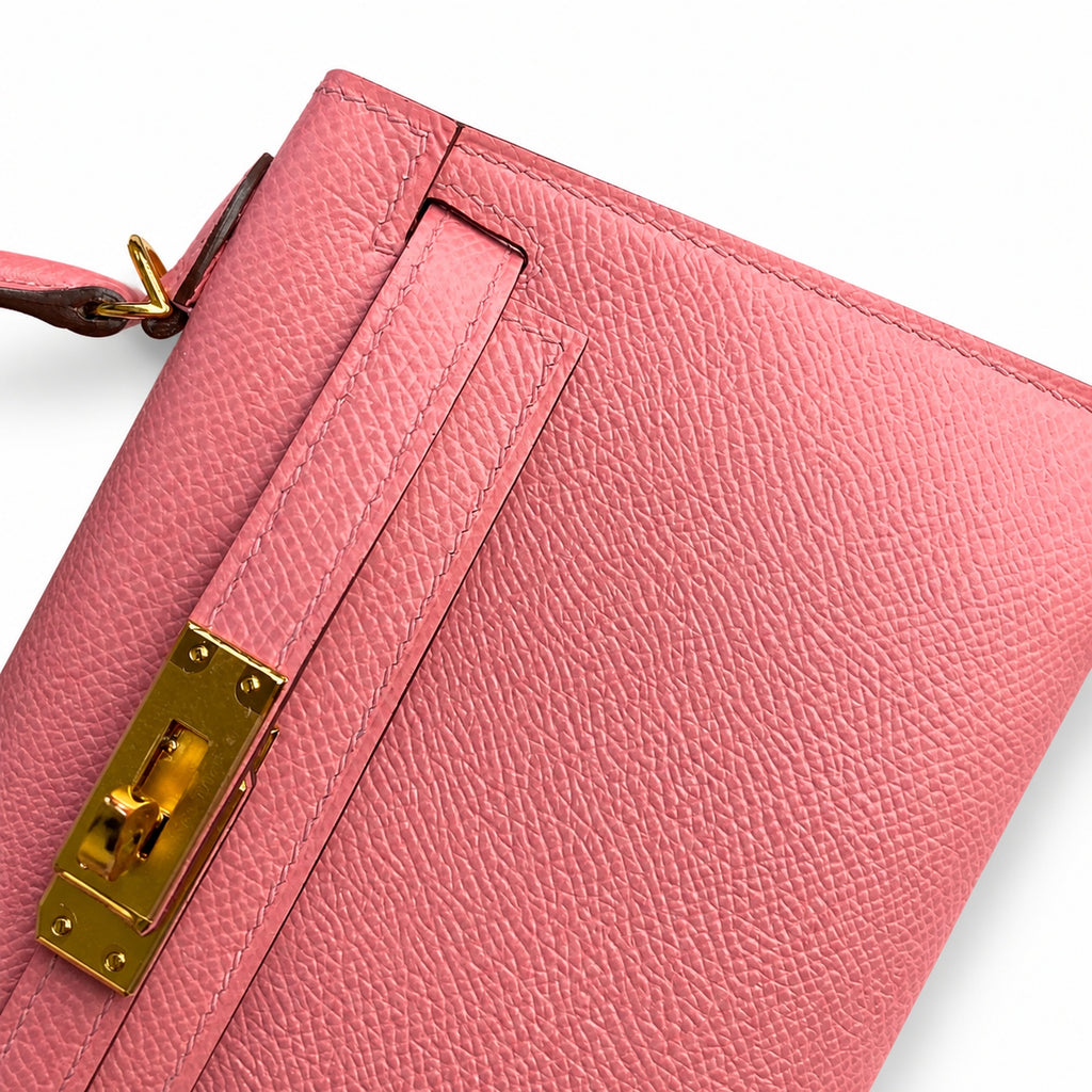 Fully hand-sewn👉Second generation Mini Kelly 19cm imported Epsom leather milkshake powder gold buckle