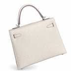 Milkshake white, gold buckle and silver buckle, Kelly 25, imported Epsom