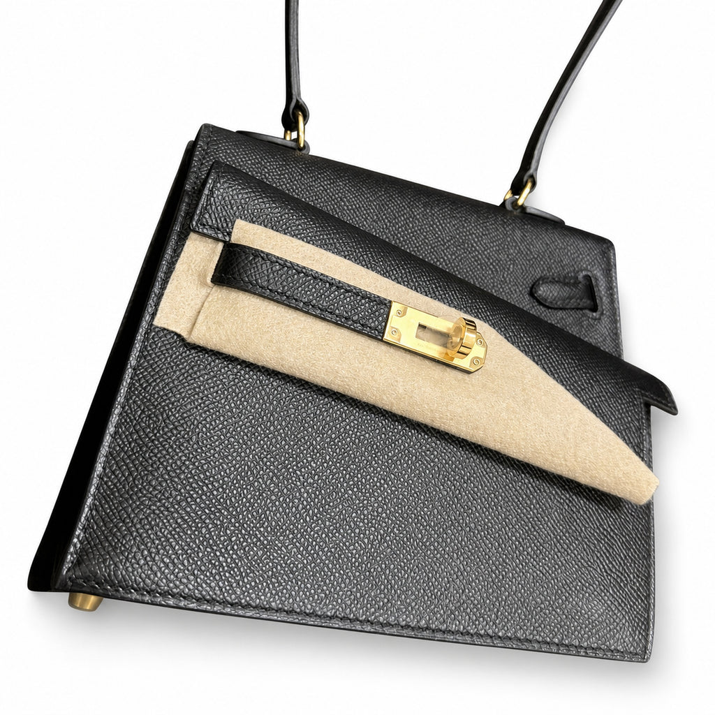 Kelly double-sided Desordre Epsom original palm print leather ck89 black Noir gold buckle GHW top hand sewing