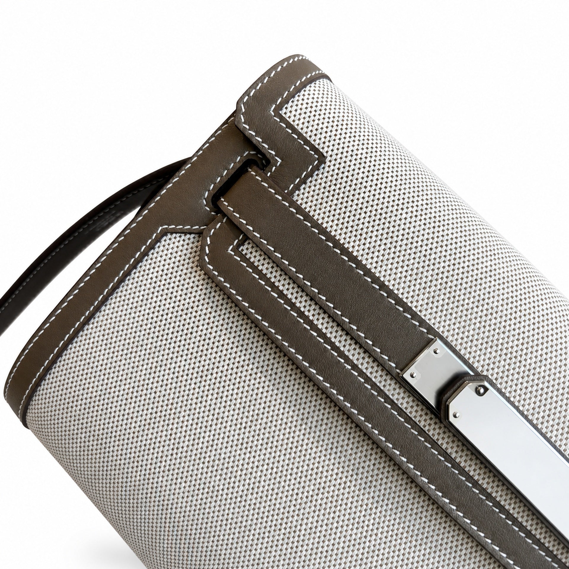 Kelly Depeches 25 clutch, canvas and swift leather (with additional shoulder strap), can be carried cross-body, can be carried by hand or on the wrist, daily needs, seamless switching between business