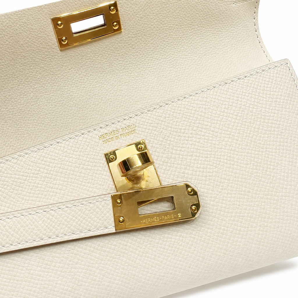 KELLY II SELLIER double-sided Kelly 20cm 10 milkshake white epsom leather gold buckle
