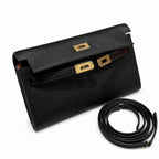 Style: Kelly to go Color: ck89/noir Size: 19*11.5*1.5cm Leather: epsom From France Hardware: gold shoulder crossbody bag, clutch bag, black, cowhide, gold buckle, high-end handmade exclusive customiza
