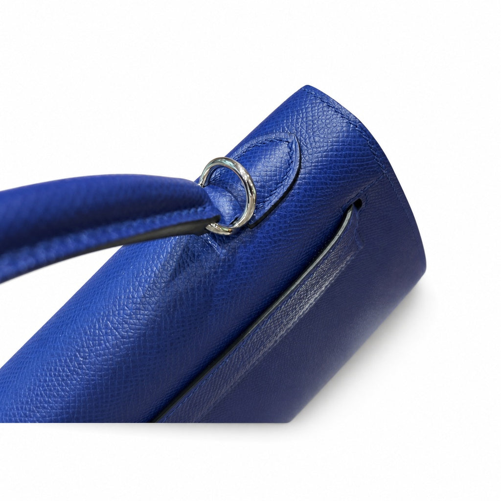 Kelly 25cm Epsom leather 7T BlueElectric electric blue top handcraft! Counter quality!