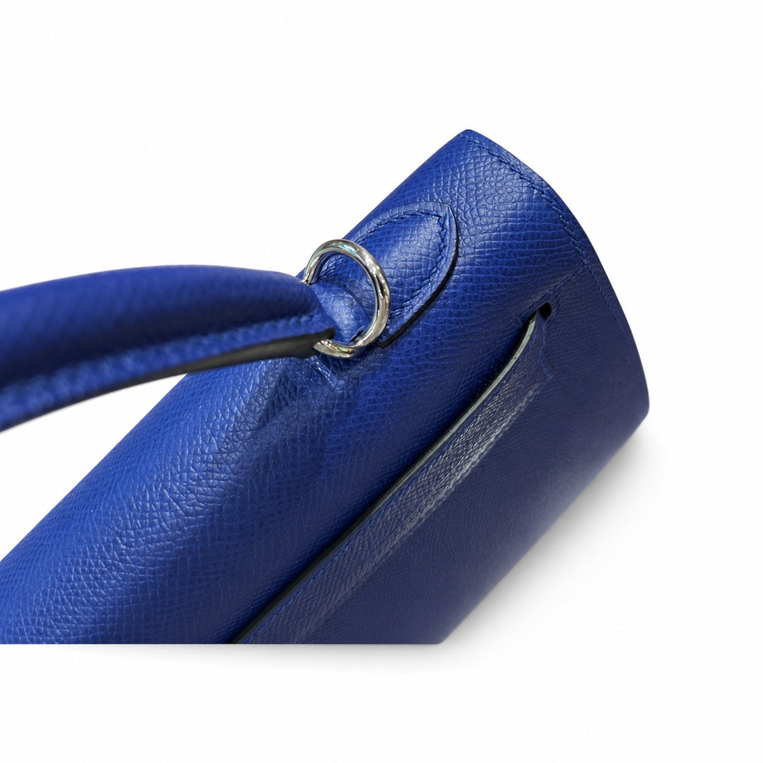 Kelly 25cm Epsom leather 7T BlueElectric electric blue top handcraft! Counter quality!