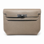 Kelly Depeches 25cm Epsom leather 18 Etoupe elephant gray top handcraft! Counter quality!
