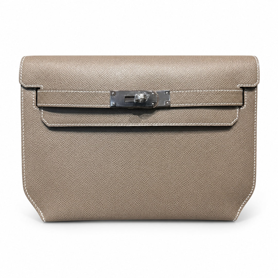 Kelly Depeches 25cm Epsom leather 18 Etoupe elephant gray top handcraft! Counter quality!