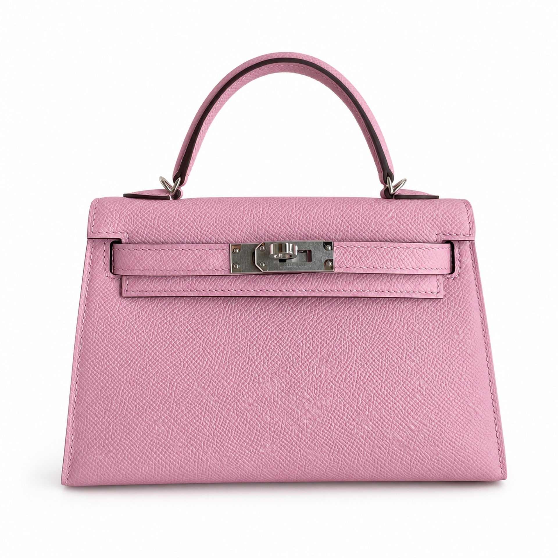 Second generation Mini Kelly 19cm Epsom leather, mallow purple, silver buckle
