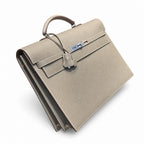 Kelly briefcase 38cm Epsom leather 18 Etoupe elephant gray top handcraft! Counter quality!
