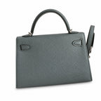 Fully hand-sewn👉Second generation Mini Kelly 19cm imported Epsom leather almond green silver buckle