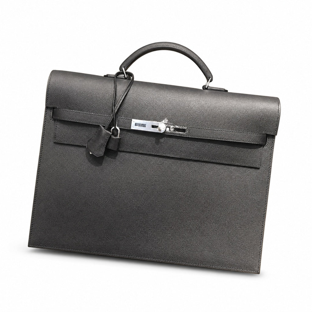 Kelly briefcase 38cm Epsom leather 89 Noir black top handcraft! Counter quality!