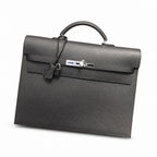 Kelly briefcase 38cm Epsom leather 89 Noir black top handcraft! Counter quality!