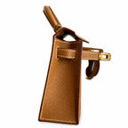 Second generation Mini Kelly 19cm Epsom leather, golden brown, gold buckle