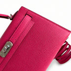 Ready stock: Fully hand-stitched 👉Second generation Mini Kelly 19cm imported Epsom leather pink silver buckle
