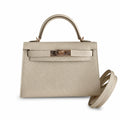 Second generation Mini Kelly 19cm Epsom leather milkshake white