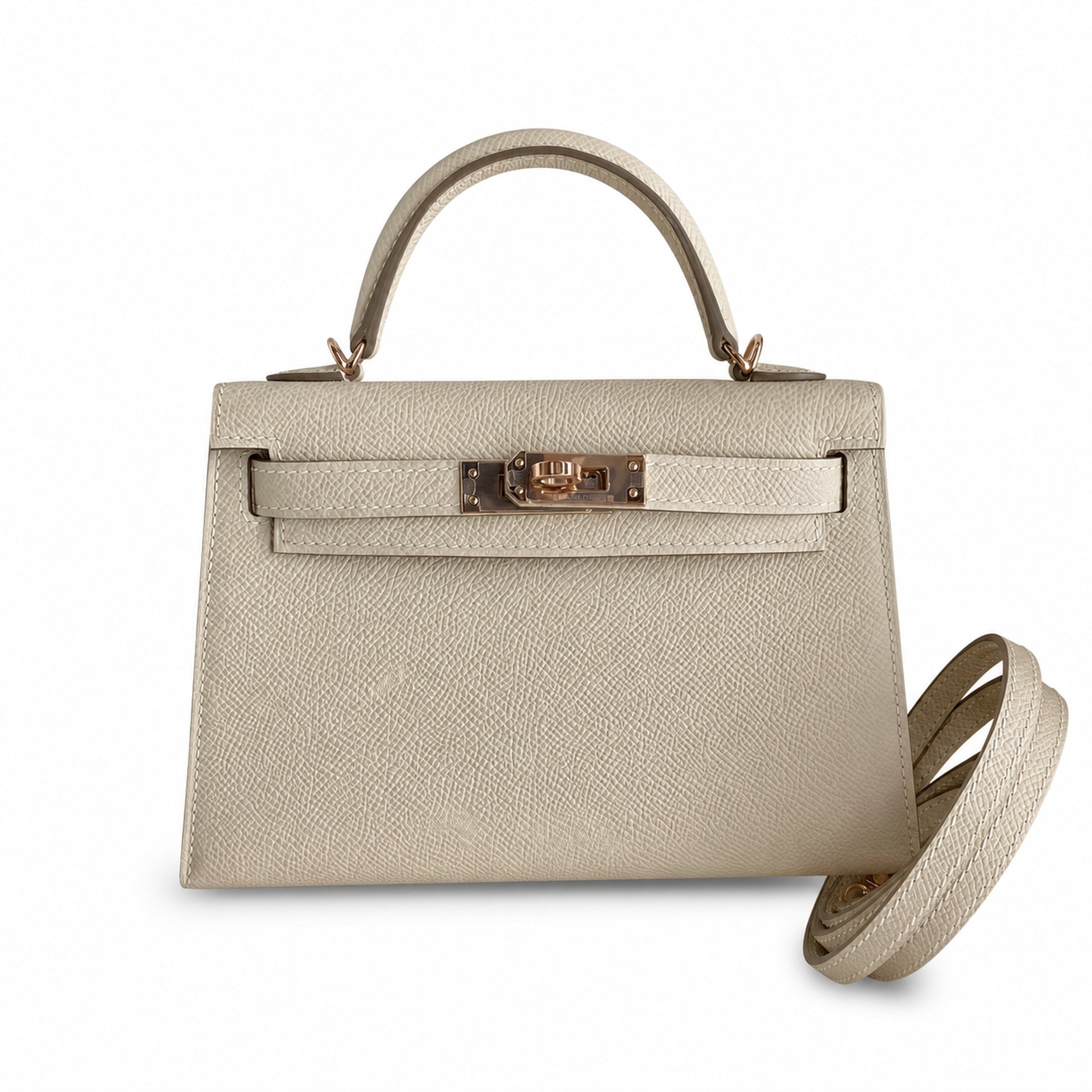 Second generation Mini Kelly 19cm Epsom leather milkshake white