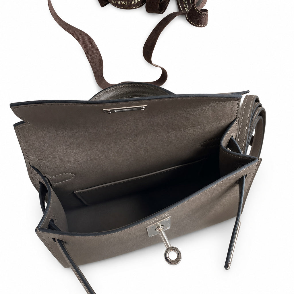 Fully hand-sewn👉Second generation Mini Kelly 19cm imported Epsom leather pewter gray silver buckle