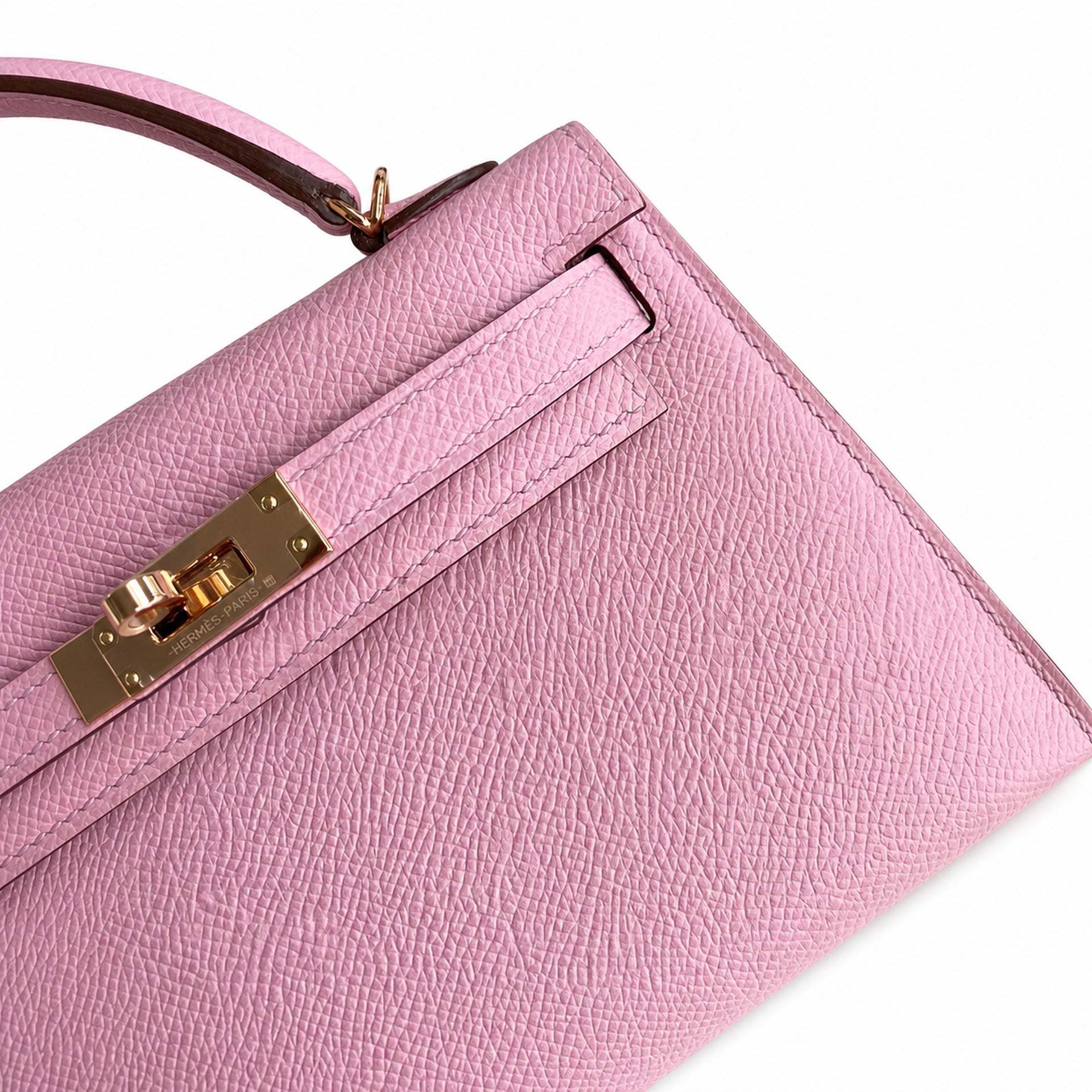 Fully hand-sewn👉Second generation Mini Kelly 19cm imported Epsom leather, malva purple, rose gold buckle