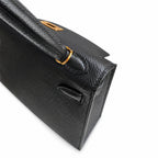 Second generation Mini Kelly 19cm Epsom leather black gold buckle