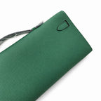 Kelly cut 31 clutch epsom malachite green silver buckle in stock